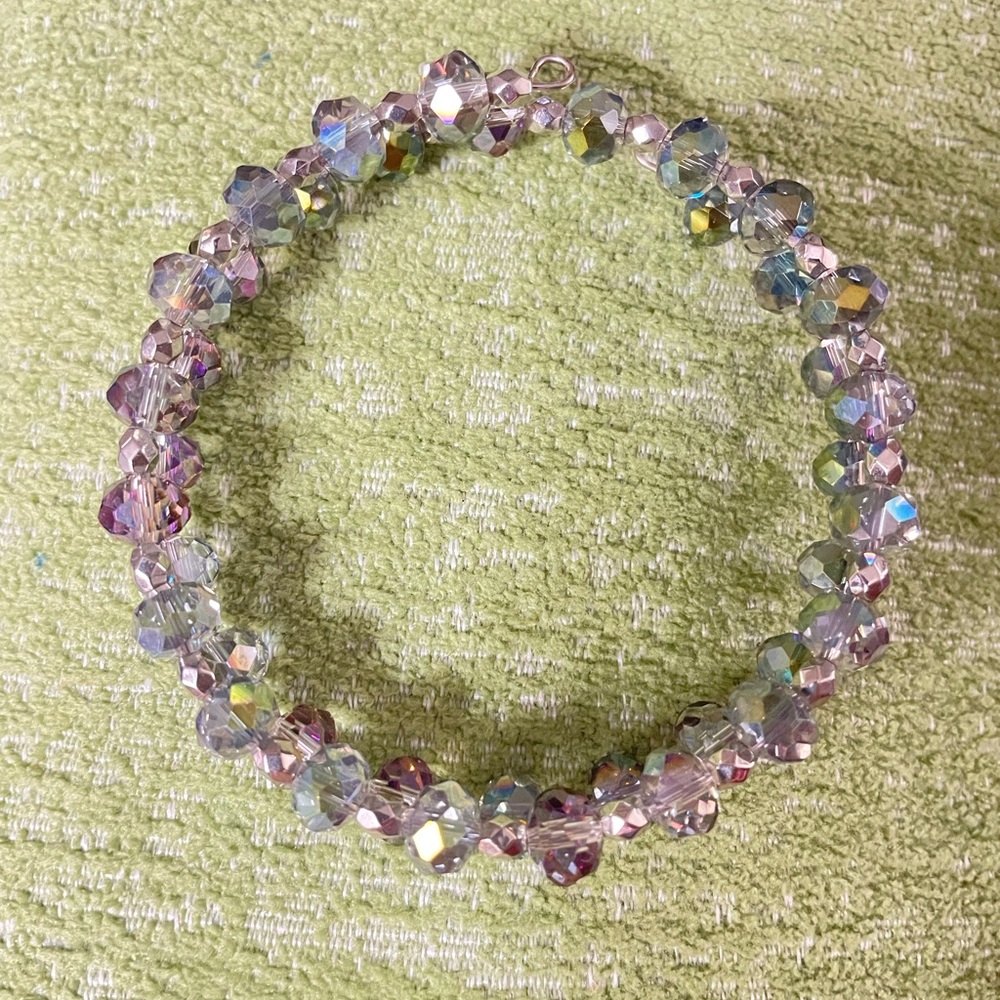 Crystal Bead Twist Bracelet - Purple and Smoky Aurora Borealis Finish